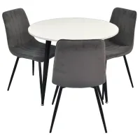 Set masă și scaune Evelin DT 404-3B + 3 XR-154B Rotundă / PAL / Dark Gray