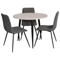 Set masă și scaune Evelin DT 404-3B + 3 XR-154B Rotundă / PAL / Gray