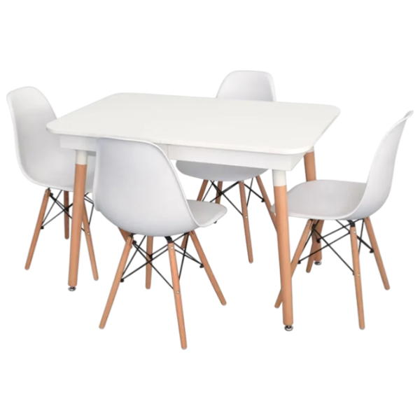 Set masă și scaune Evelin DT 431-1R Wo + 4 LC-021 Dreptunghiulară / PAL / White photo 1