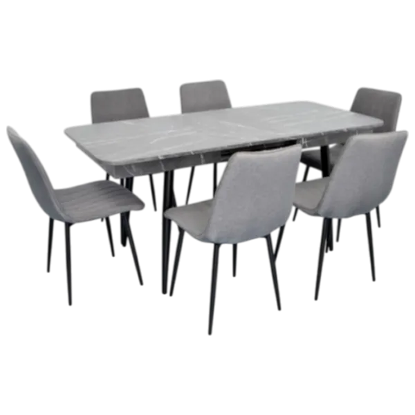 Set masă și scaune Evelin DT 431-3R B + 4 XR-154B Dreptunghiulară / PAL / Gray photo 1