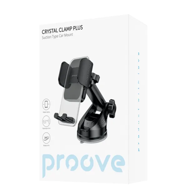 Suport auto Proove Crystal Clamp Plus Suction Type Black photo 2