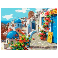 Картина по номерам BrushMe Лето Санторини RBS22383FC 40 x 30 cm / Горизонтальная