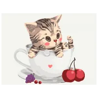 Картина по номерам BrushMe Кошечка в кружке RBS8396FC 40 x 30 cm / Горизонтальная