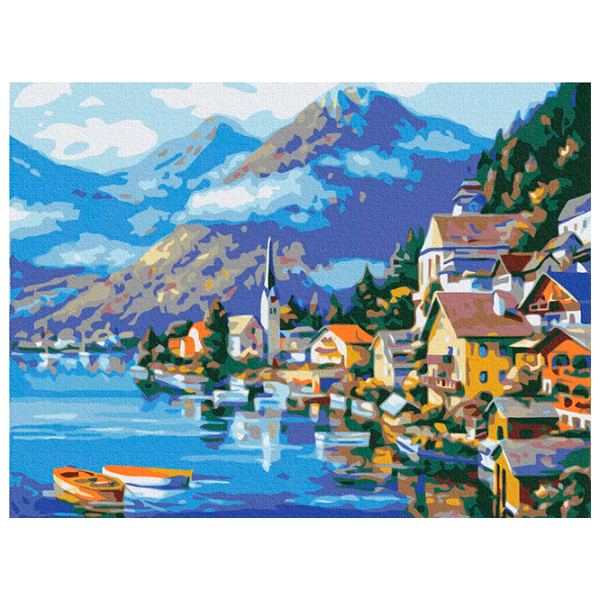 Картина по номерам BrushMe Деревня у подножия горы RBS6936FC 40 x 30 cm / Горизонтальная photo 1