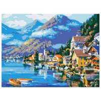 Картина по номерам BrushMe Деревня у подножия горы RBS6936FC 40 x 30 cm / Горизонтальная