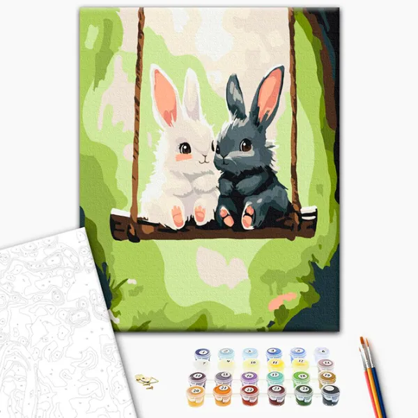 Pictură pe numere BrushMe Iepurașii pe leagăn KBS0198FC 40 x 30 cm / Verticală photo 2