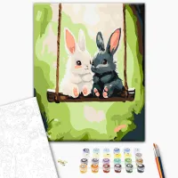 Картина по номерам BrushMe Зайчики на качелях KBS0198FC 40 x 30 cm / Вертикальная photo 2