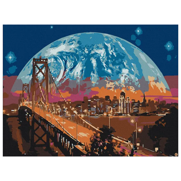 Pictură pe numere BrushMe Luna deasupra orașului San Francisco RBS8312FC 40 x 30 cm / Orizontală photo 1
