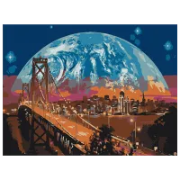 Pictură pe numere BrushMe Luna deasupra orașului San Francisco RBS8312FC 40 x 30 cm / Orizontală