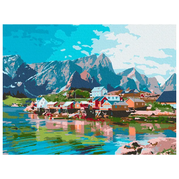 Pictură pe numere BrushMe Orașul în Munții de Cristal RBS52740FC 40 x 30 cm / Orizontală photo 1