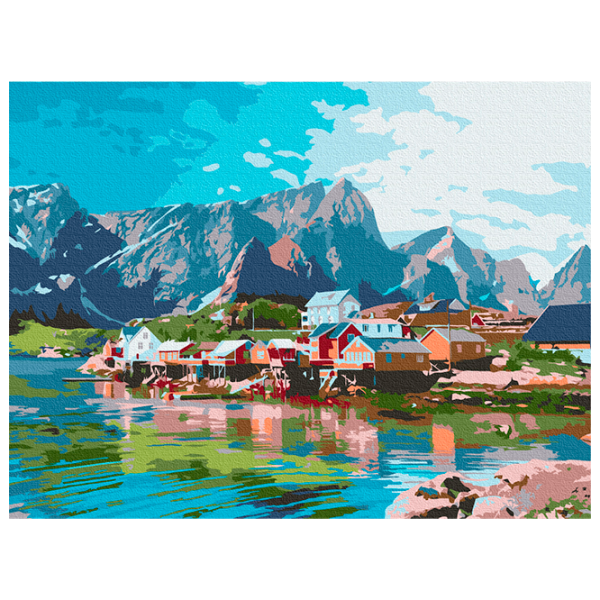 Pictură pe numere BrushMe Orașul în Munții de Cristal RBS52740FC 40 x 30 cm / Orizontală photo 1