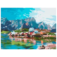 Pictură pe numere BrushMe Orașul în Munții de Cristal RBS52740FC 40 x 30 cm / Orizontală