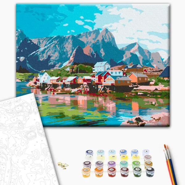 Pictură pe numere BrushMe Orașul în Munții de Cristal RBS52740FC 40 x 30 cm / Orizontală photo 2