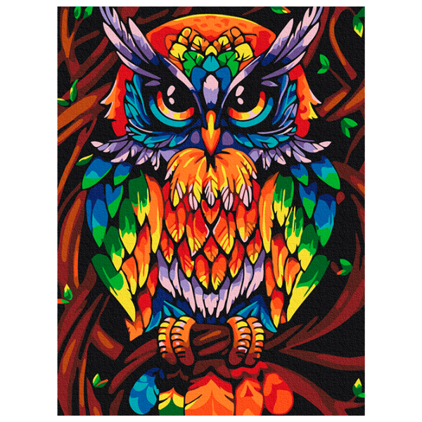 Картина по номерам BrushMe Радужная мудрая сова RBS52241FC 40 x 30 cm / Вертикальная photo 1