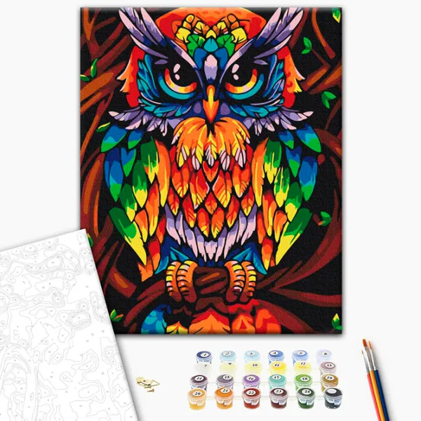 Картина по номерам BrushMe Радужная мудрая сова RBS52241FC 40 x 30 cm / Вертикальная photo 3
