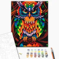 Pictură pe numere BrushMe Bufnița înțeleaptă a curcubeului RBS52241FC 40 x 30 cm / Verticală photo 3