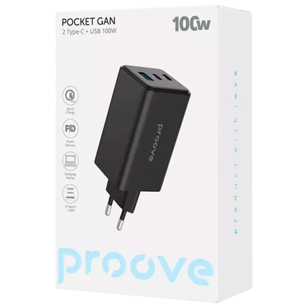 Încărcător de rețea Proove Pocket Gan Max 5 A / Black photo 1
