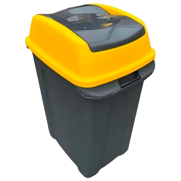 Coș de gunoi Planet Hippo 50l / Plastic / Antracit Yellow photo 1 Coș de gunoi Planet Hippo 50l / Plastic / Antracit Yellow photo 1