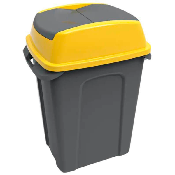 Coș de gunoi Planet Hippo 50l / Plastic / Antracit Yellow photo 2 Coș de gunoi Planet Hippo 50l / Plastic / Antracit Yellow photo 2