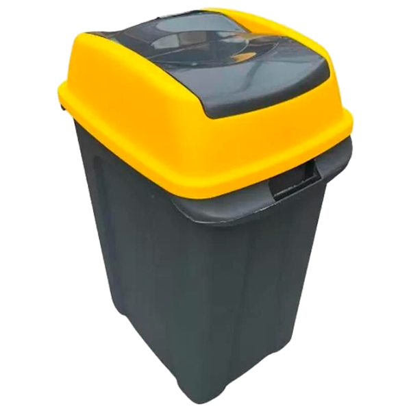 Coș de gunoi Planet Hippo 70l / Plastic / Antracit Yellow photo 1