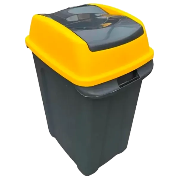 Coș de gunoi Planet Hippo 70l / Plastic / Antracit Yellow photo 1