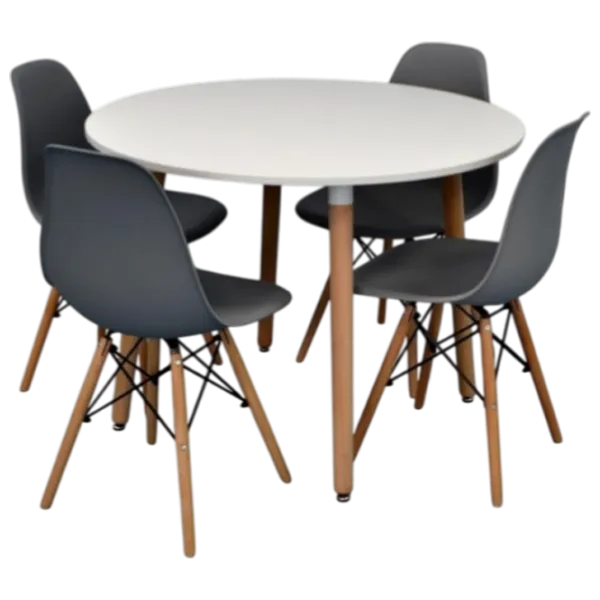 Set masă și scaune Evelin DT 402 - 1WO + 4 LC-021 Rotundă / PAL / Gray photo 1