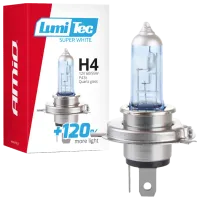 Lampă auto Amio LumiTec Super White +120% Halogen / H4 / P43t / 60 - 55 W / 