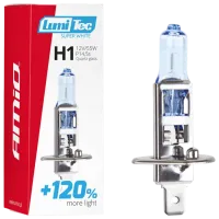 Lampă auto Amio LumiTec Super White +120% Halogen / H1 / P14.5s / 55 W / 