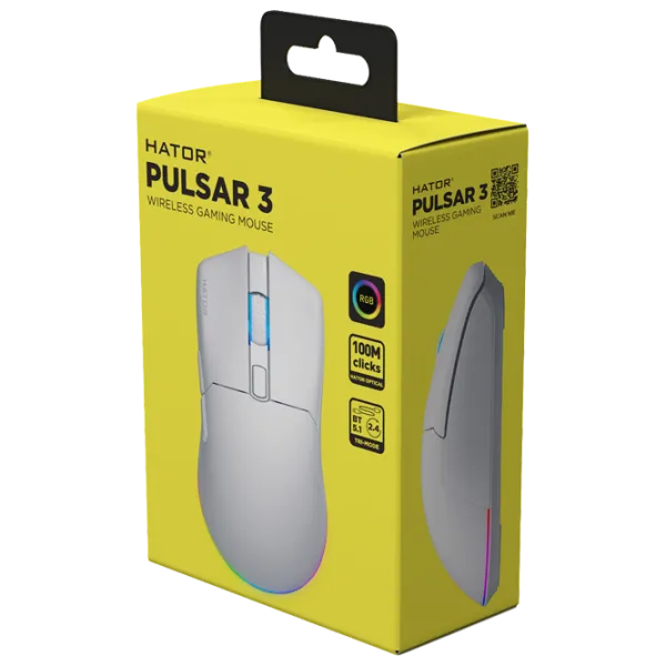 Мышь Hator Pulsar 3 Wireless Bluetooth, USB / Белый photo 3