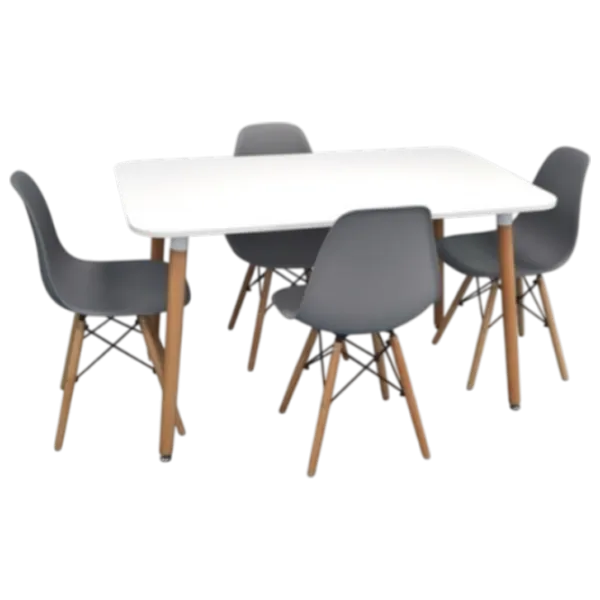 Set masă și scaune Evelin DT 405-1WO + 4 LC-021 Dreptunghiulară / PAL / Gray photo 1
