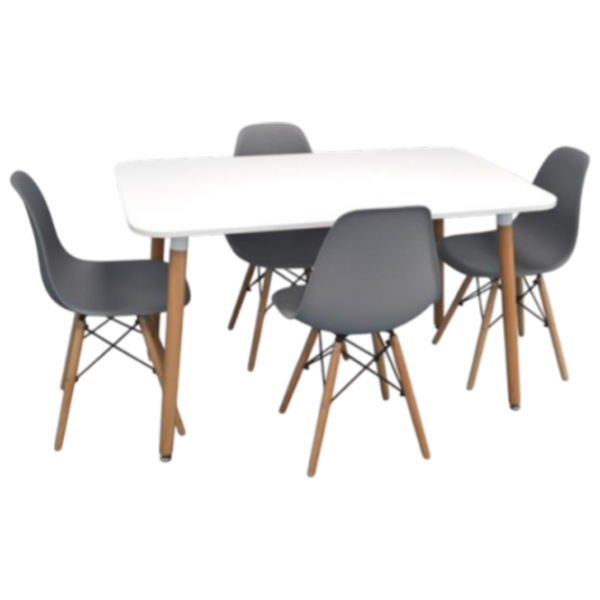 Set masă și scaune Evelin DT 405-1WO + 4 LC-021 Dreptunghiulară / PAL / Gray photo 1