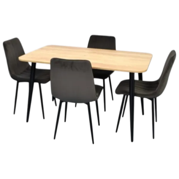 Set masă și scaune Evelin DT 405-2B + 4 XR-154B Dreptunghiulară / PAL / Gray photo 1