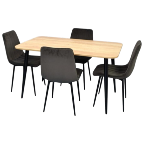 Set masă și scaune Evelin DT 405-2B + 4 XR-154B Dreptunghiulară / PAL / Gray photo 1