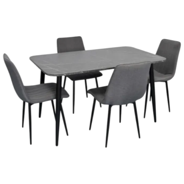 Set masă și scaune Evelin DT 405-6B + 4 XR-154B Dreptunghiulară / PAL / Gray photo 1