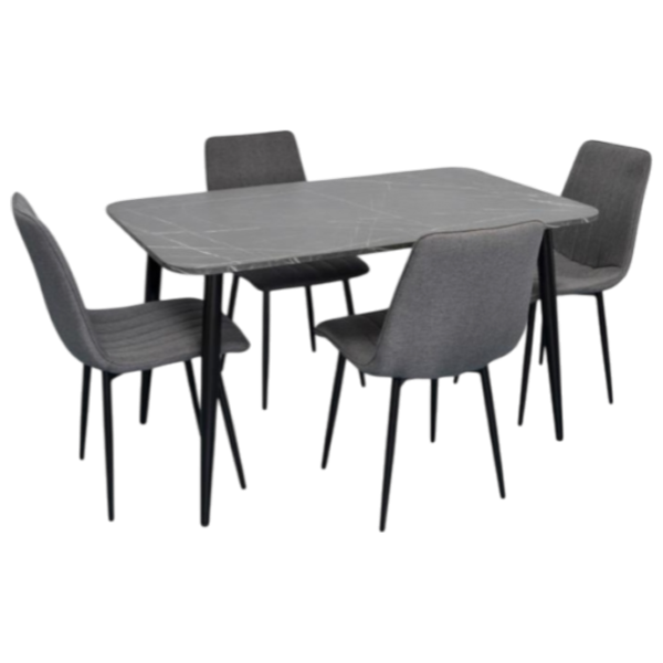 Set masă și scaune Evelin DT 405-6B + 4 XR-154B Dreptunghiulară / PAL / Gray photo 1