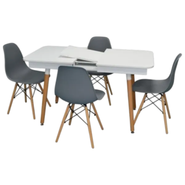 Set masă și scaune Evelin DT 431-1R Wo + 4 LC-021 Dreptunghiulară / PAL / Gray photo 1