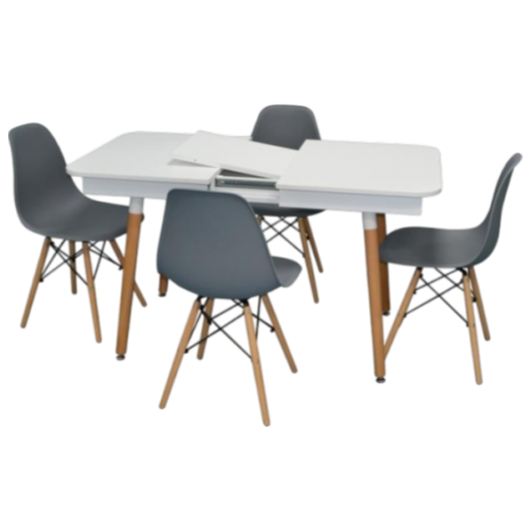 Set masă și scaune Evelin DT 431-1R Wo + 4 LC-021 Dreptunghiulară / PAL / Gray photo 1
