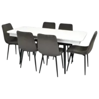 Set masă și scaune Evelin DT 432-1R B + 6 XR-154B Dreptunghiulară / PAL / Dark Gray