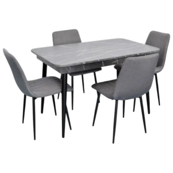 Set masă și scaune Evelin DT 432-3R B + 4 XR-154B Dreptunghiulară / PAL / Gray photo 1