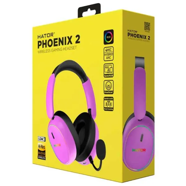 Наушники Hator Phoenix 2 Черный Пурпурный Беспроводные/ Игровой photo 8 Наушники Hator Phoenix 2 Черный Пурпурный Беспроводные/ Игровой photo 8