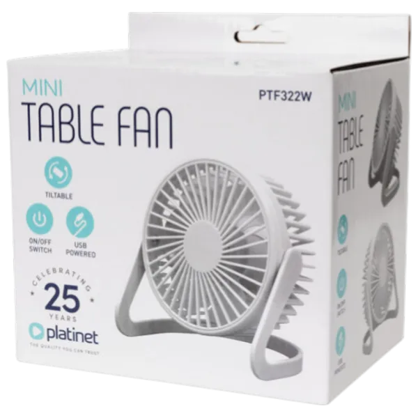 Ventilator Platinet PTF322W 5 W / Portabil / White photo 6