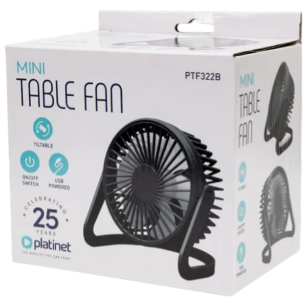 Ventilator Platinet PTF322B 5 W / Portabil / Black photo 6