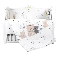 Lenjerie de pat pentru copii PernaMea Lovely Puppy (PM.100262/9) Bumbac/ White Beige