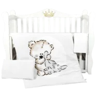 Lenjerie de pat pentru copii PernaMea Teddy Love (100468/8) Bumbac/ Gray White