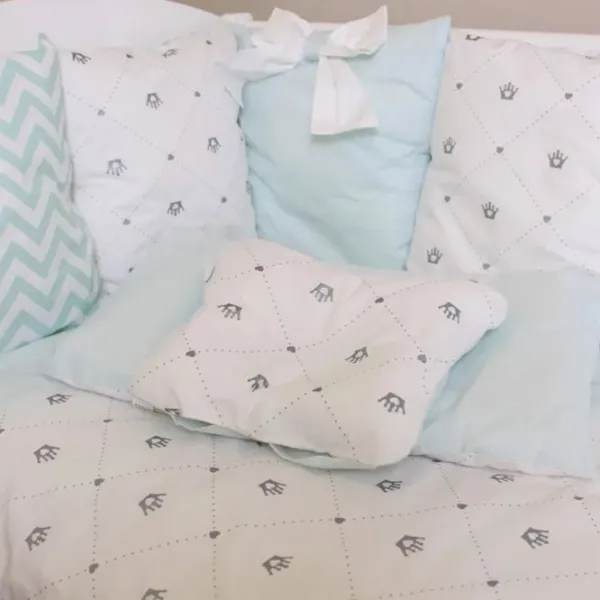 Lenjerie de pat pentru copii PernaMea Pillows (PM.101650/3) Bumbac/ Turquoise White photo 6 Lenjerie de pat pentru copii PernaMea Pillows (PM.101650/3) Bumbac/ Turquoise White photo 6