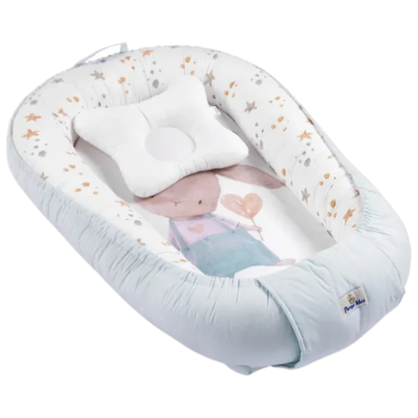 Кокон для новорожденных PernaMea Premium (PM.101552/7) Хлопок/ Слоновая кость Аквамариновый photo 1