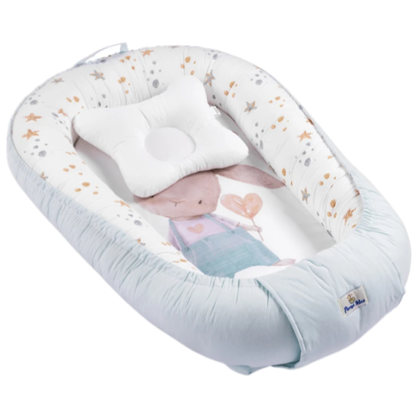 Кокон для новорожденных PernaMea Premium (PM.101552/7) Хлопок/ Слоновая кость Аквамариновый photo 1
