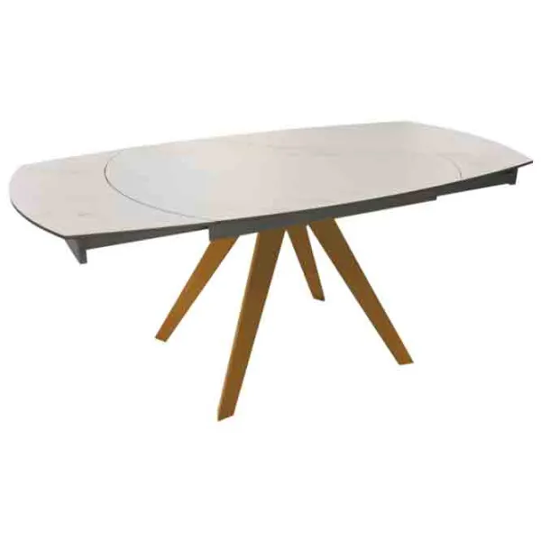 Masă de bucătărie extensibilă DecoPrim Nela Ceramică/ White photo 6