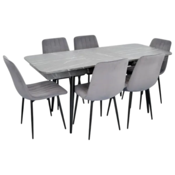 Set masă și scaune Evelin DT 432-3R B + 6 XR-154B Dreptunghiulară / PAL / Gray photo 1