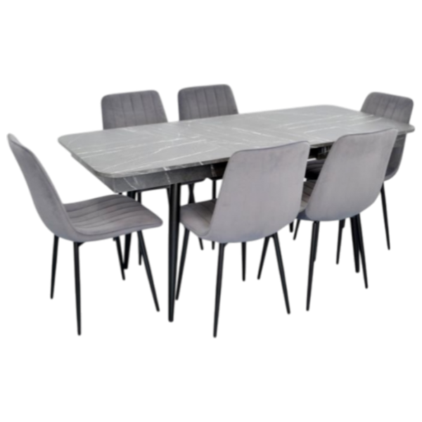 Set masă și scaune Evelin DT 432-3R B + 6 XR-154B Dreptunghiulară / PAL / Gray photo 1